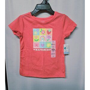 NWT Girls Coral Pink “Happiness” Graphic Tee – Size 3T